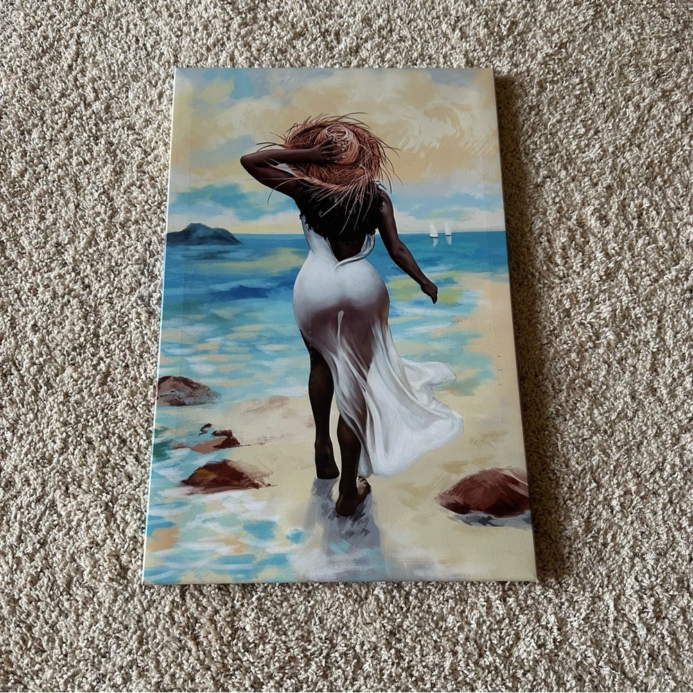 Canvas of lady at the beach